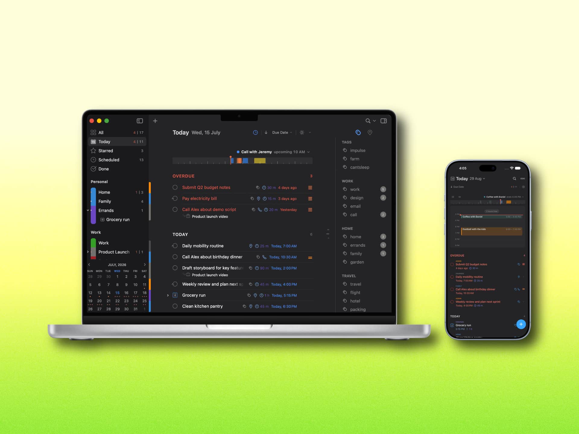 2Do utility in action on Mac and iPhone